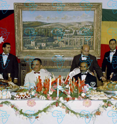 HIM Haile Selassie I attending a banquet given in his honour by His Majesty King Hussein of Jordan